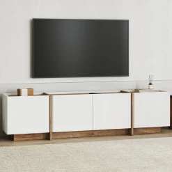TV-Ständer Lowen - 100% MELAMINE - Weiß - 46 x 35 x 180 cm