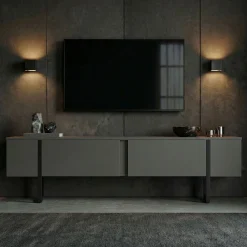 TV-Ständer Onera - 100% MELAMINE - Anthrazit - 50 x 30 x 180 cm
