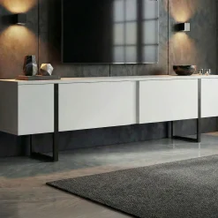 TV-Ständer Onera - 100% MELAMINE - Weiß - 45 x 30 x 180 cm