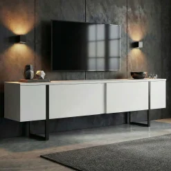 TV-Ständer Onera - 100% MELAMINE - Weiß - 45 x 30 x 180 cm