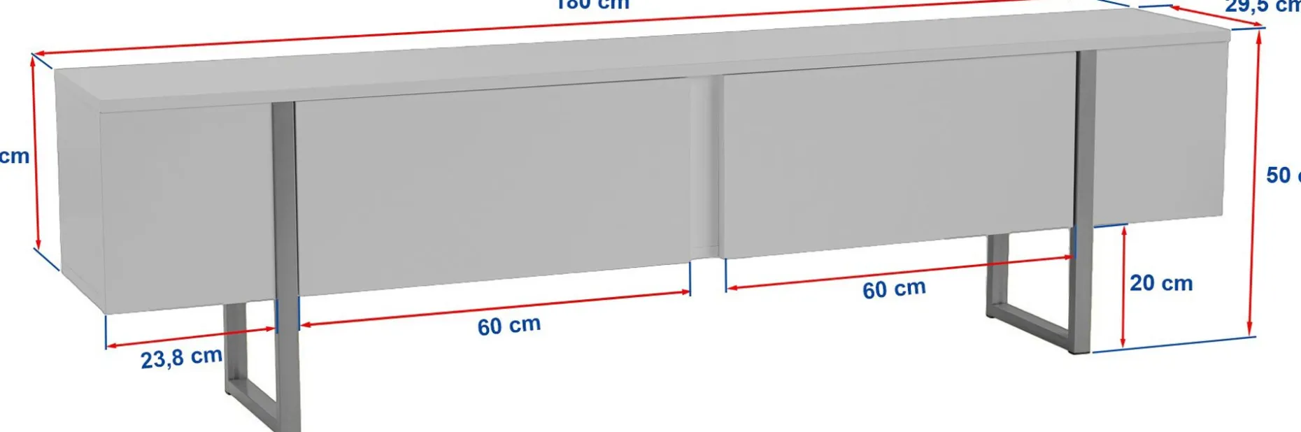 TV-Ständer Serenity - 100% MELAMINE - Anthrazit - 50 x 30 x 180 cm