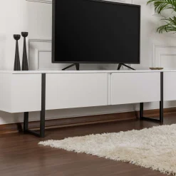 TV-Ständer Serenity - 100% MELAMINE - Weiß - 45 x 30 x 180 cm