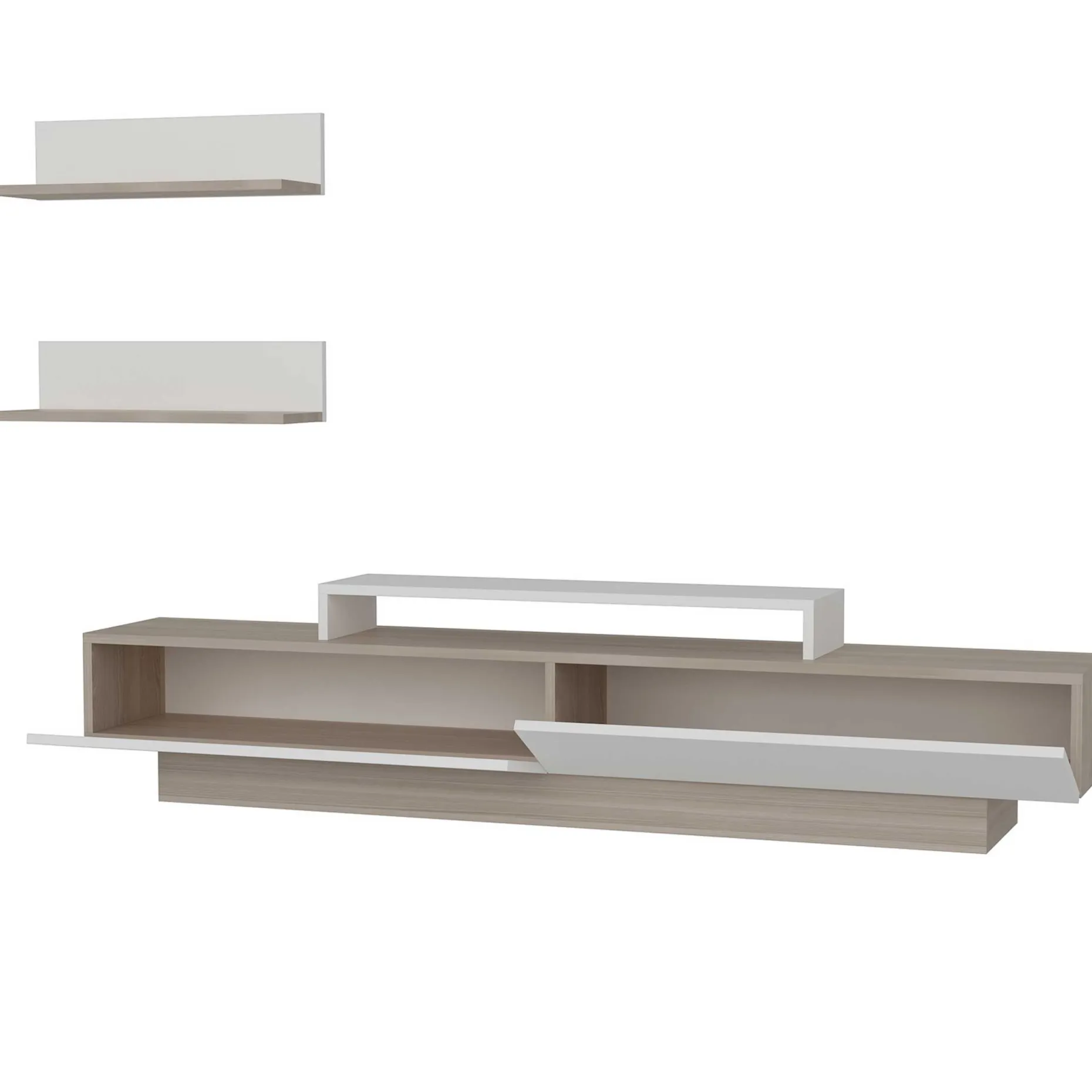 TV-Wandmöbel Lusi - 100% MELAMINE - Weiß - 180 x 40 x 31 cm