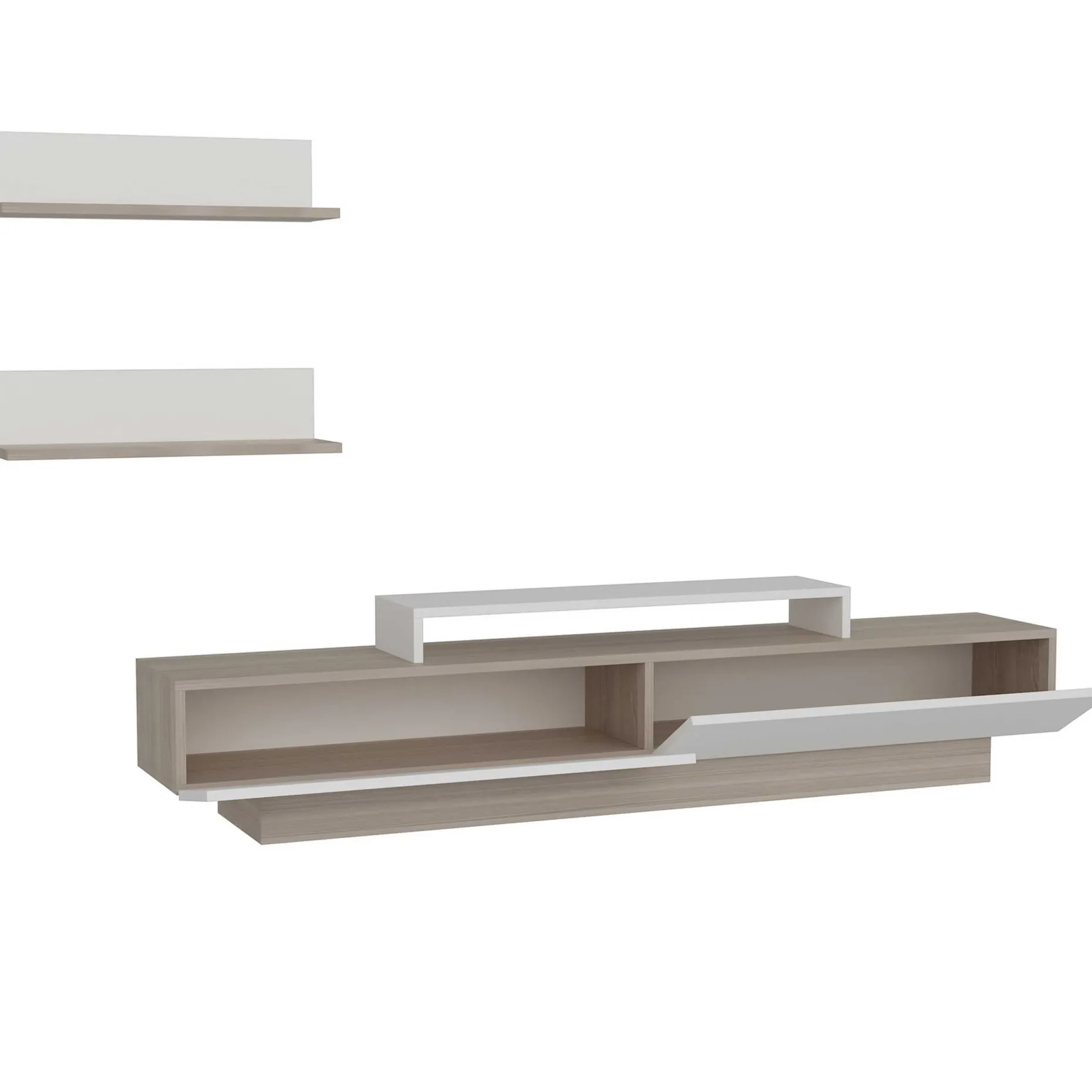 TV-Wandmöbel Lusi - 100% MELAMINE - Weiß - 180 x 40 x 31 cm