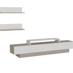 TV-Wandmöbel Lusi - 100% MELAMINE - Weiß - 180 x 40 x 31 cm