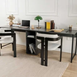 Emob Twin Schreibtisch | 100 % MELAMIN | Anthrazit, Schwarz
