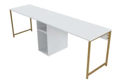 Emob Twin Schreibtisch | 100 % Melamin | Weiß, Gold