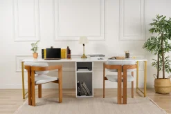 Emob Twin Schreibtisch | 100 % Melamin | Weiß, Gold