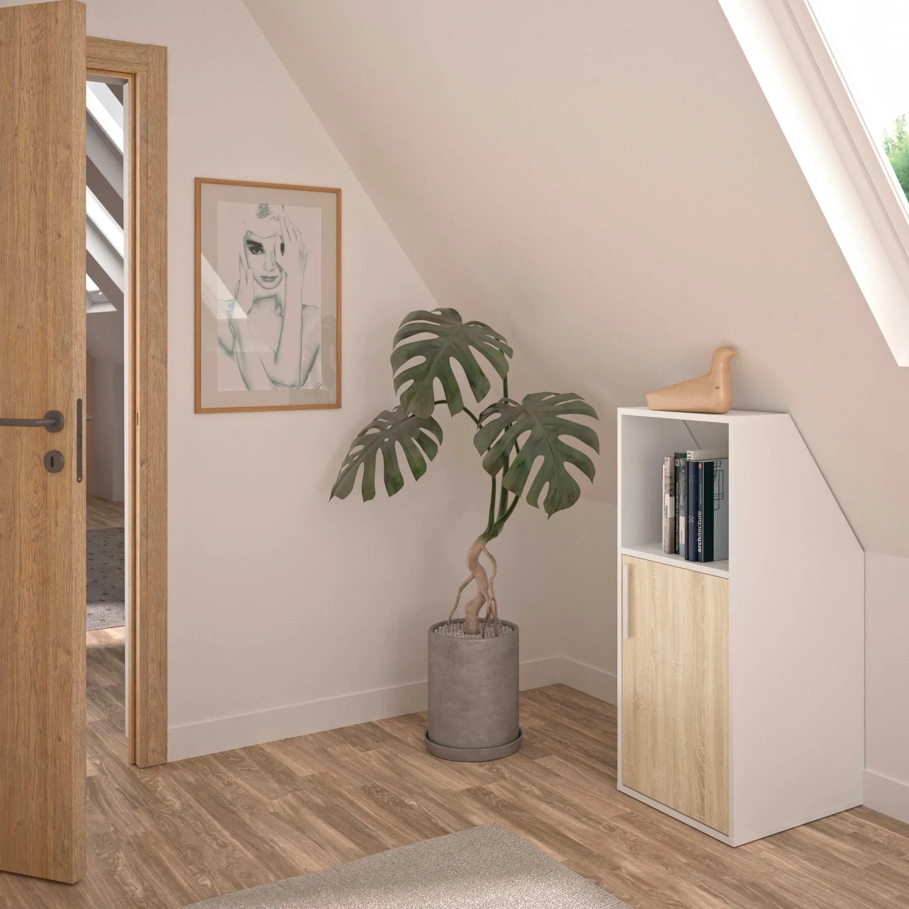 Under Aufbewahrungsschrank | 48,1 x 50 x 110 cm | Design Eiche Sonoma