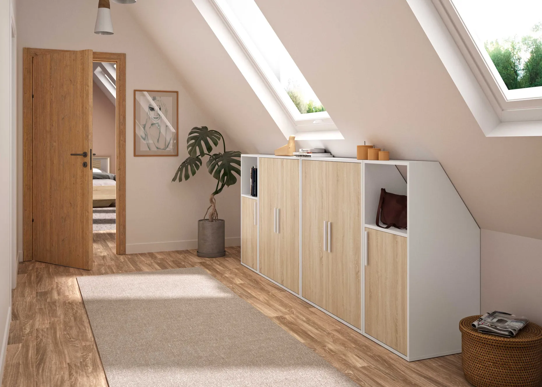 Under Aufbewahrungsschrank | 48,1 x 50 x 110 cm | Design Eiche Sonoma