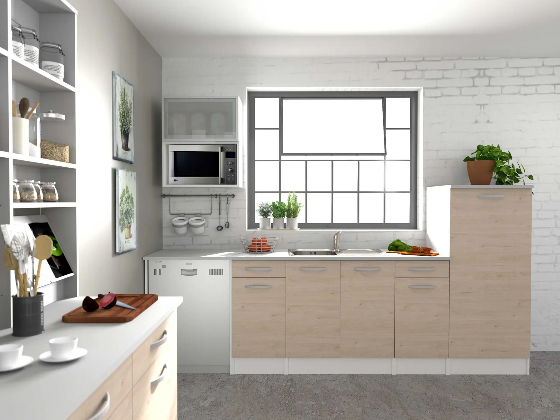 Unterschrank Eko 60 cm für Backofen und Kochfeld - Eiche