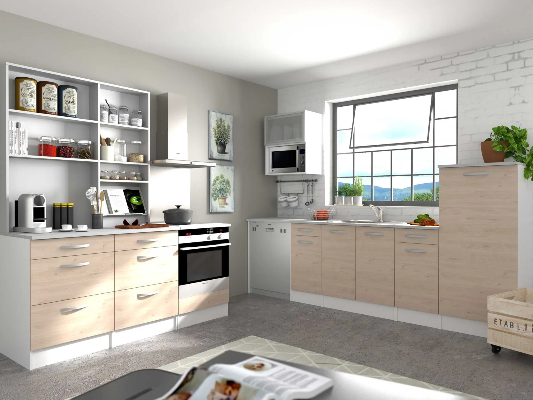 Unterschrank Eko 60 cm für Backofen und Kochfeld - Eiche