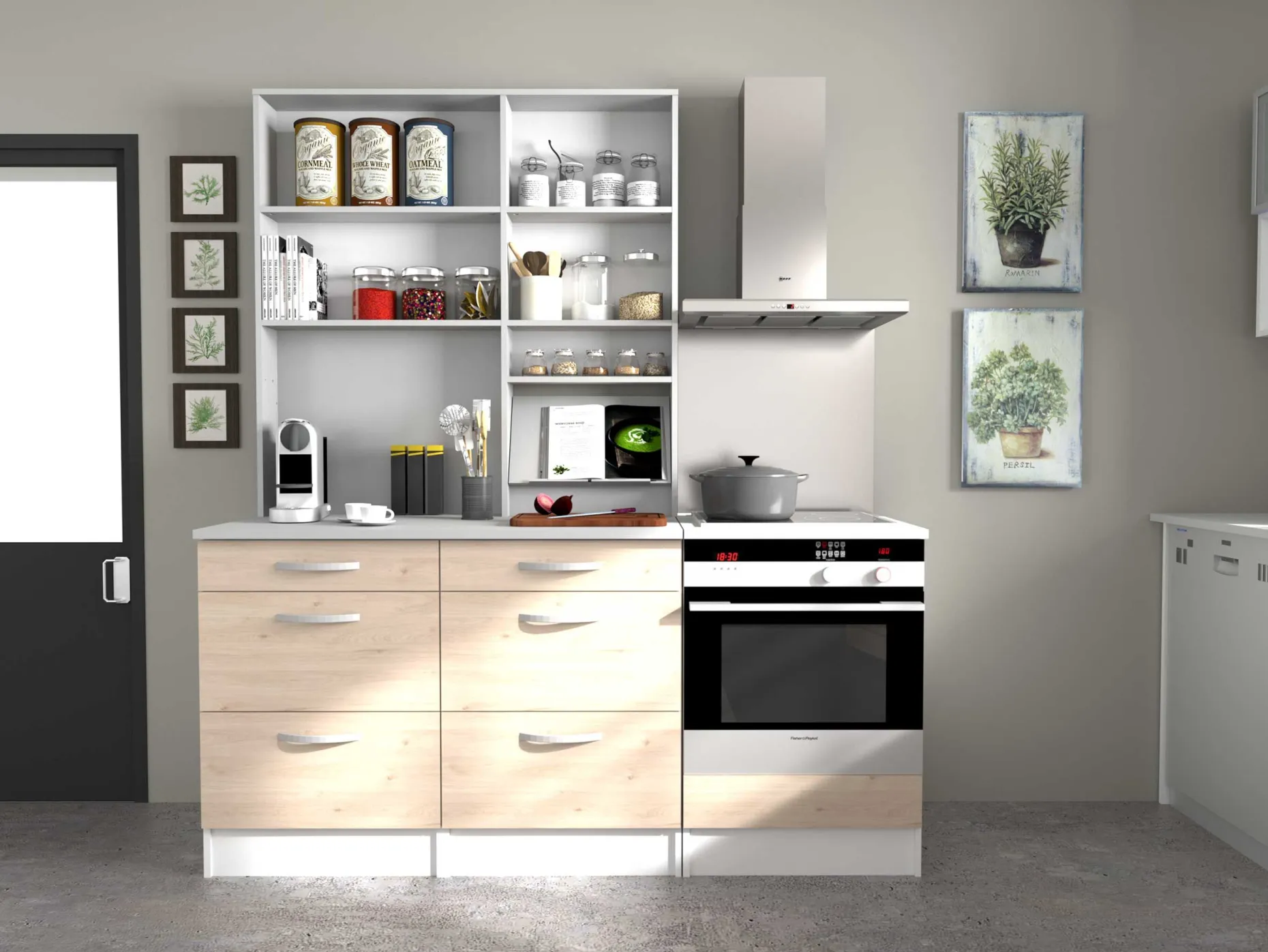 Unterschrank Eko 60 cm für Backofen und Kochfeld - Eiche