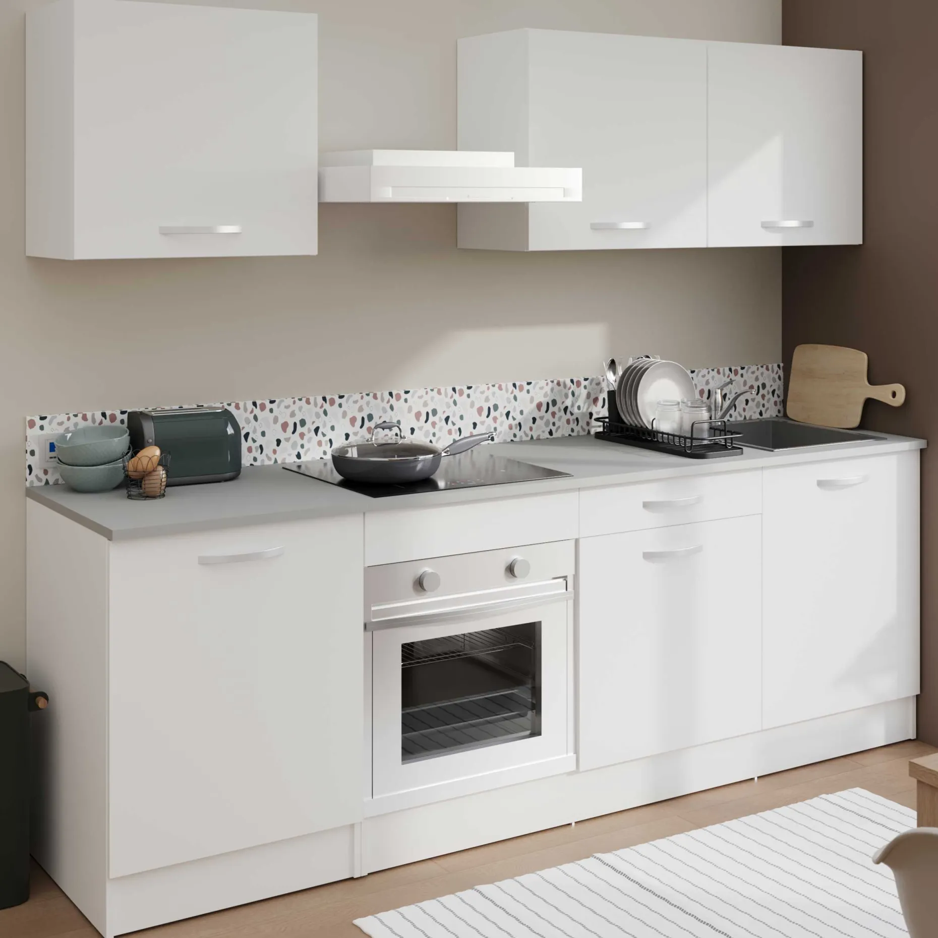 Unterschrank Eko 60 cm für Ofen und Kochfeld - weiß