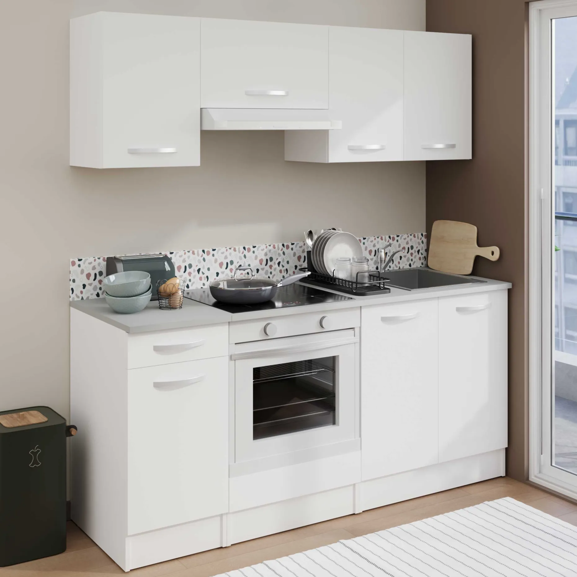 Unterschrank Eko 80 cm für Spüle mit 2 Türen - weiß