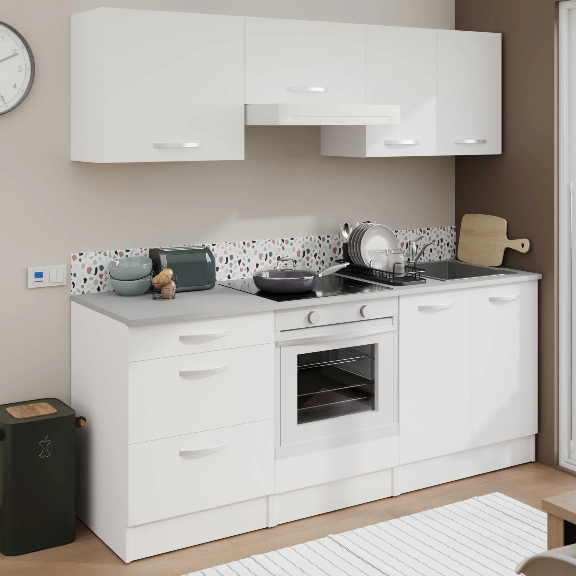 Unterschrank Eko 80 cm für Spüle mit 2 Türen - weiß