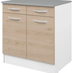Unterschrank Eko 80cm 2 Türen und 2 Schubladen - Eiche