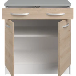 Unterschrank Eko 80cm 2 Türen und 2 Schubladen - Eiche