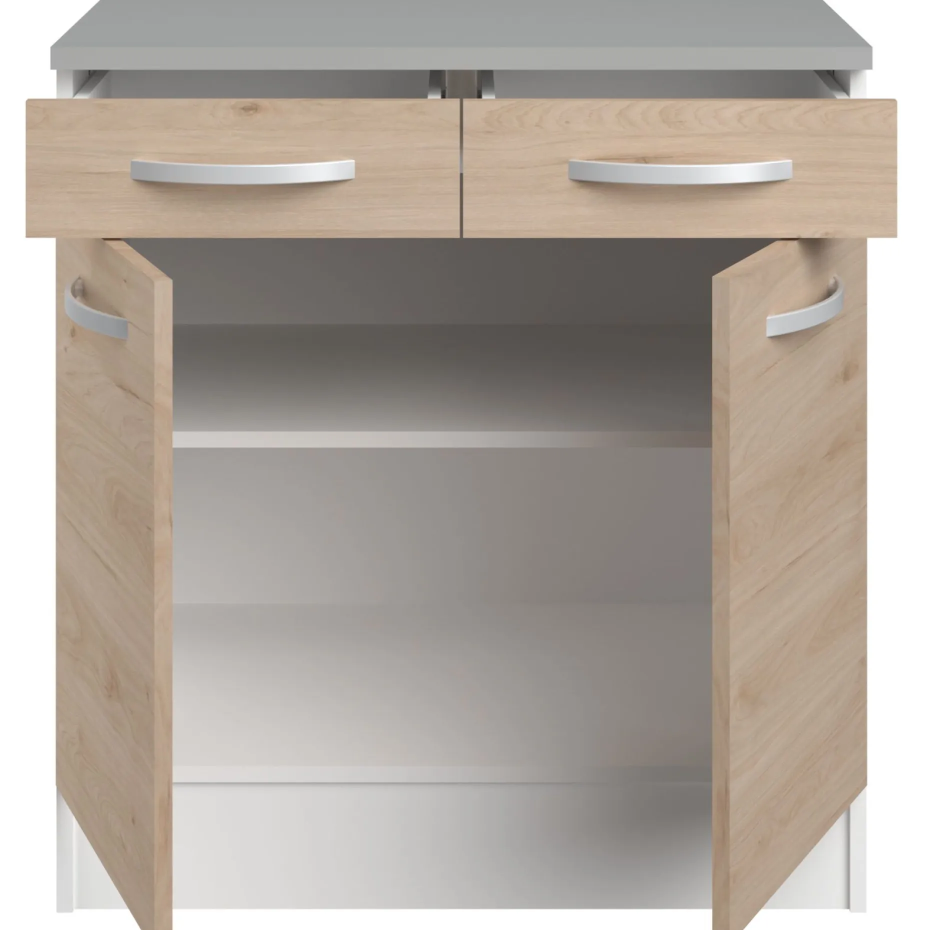 Unterschrank Eko 80cm 2 Türen und 2 Schubladen - Eiche