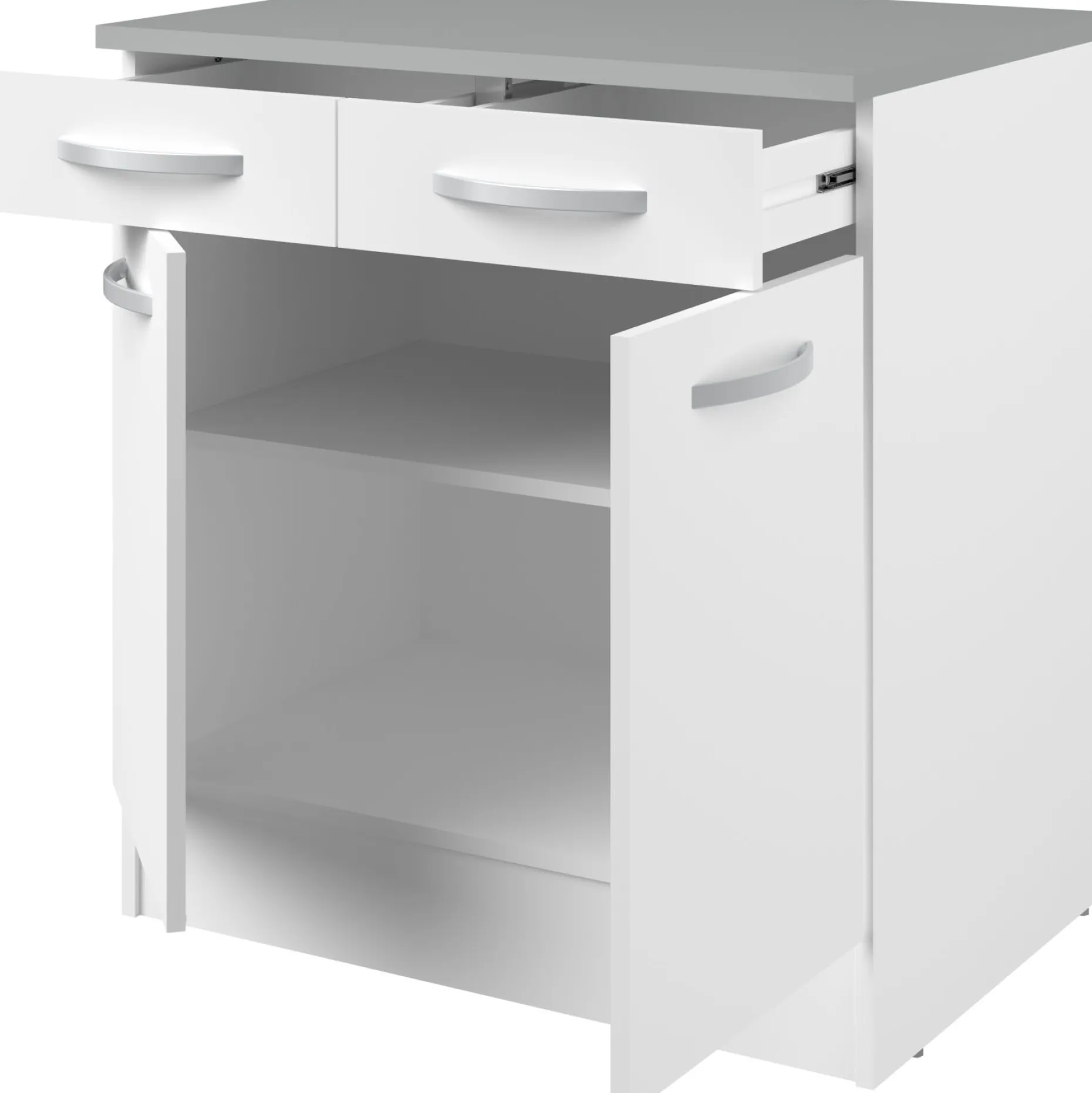 Unterschrank Eko 80cm 2 Türen und 2 Schubladen - weiß