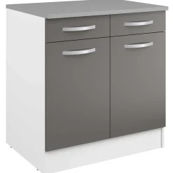 Unterschrank Eko 80cm 2 Türen und 2 Schubladen - grau
