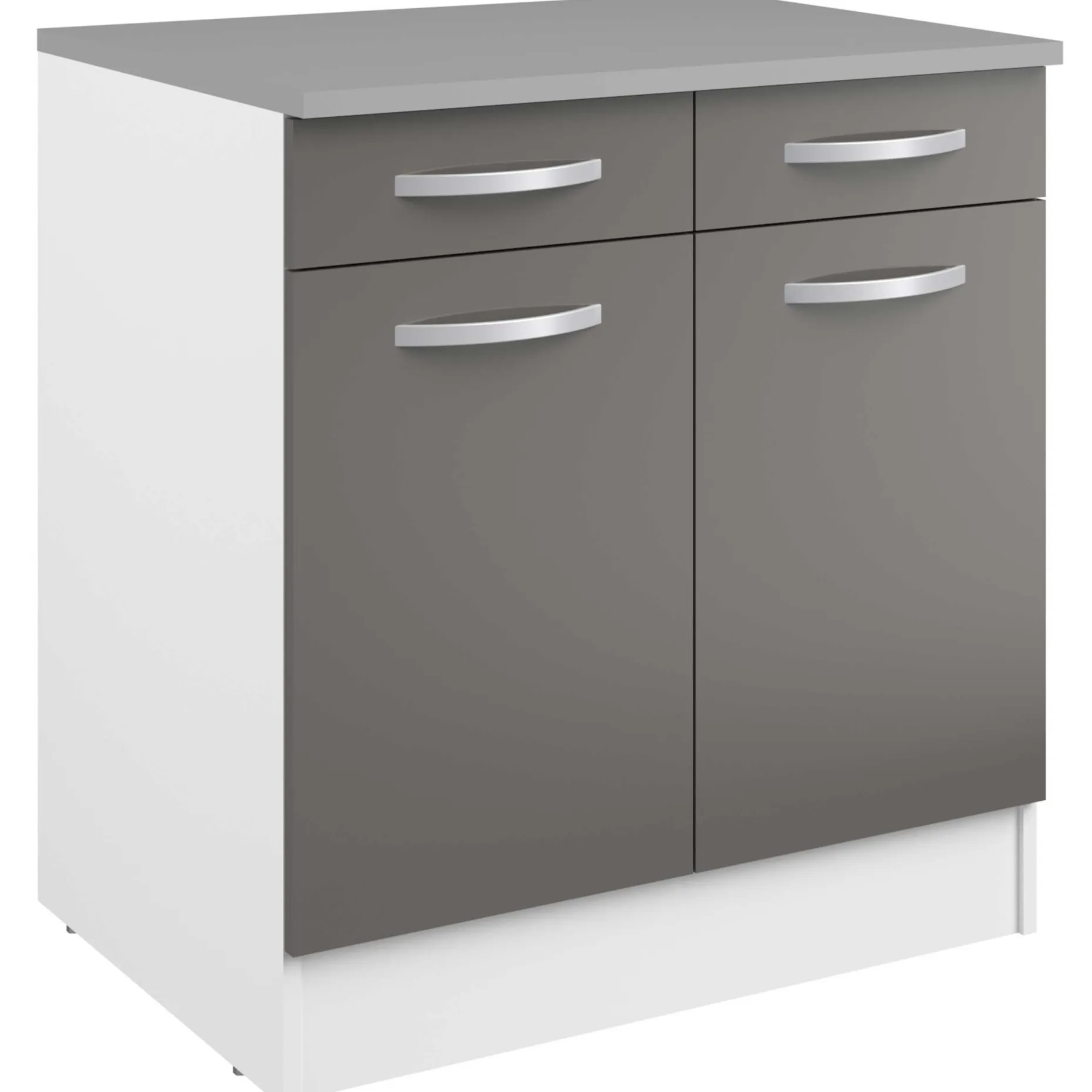 Unterschrank Eko 80cm 2 Türen und 2 Schubladen - grau