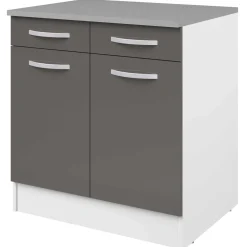 Unterschrank Eko 80cm 2 Türen und 2 Schubladen - grau