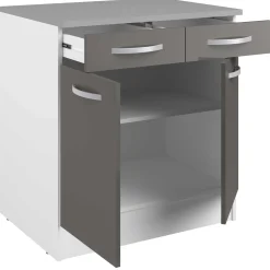 Unterschrank Eko 80cm 2 Türen und 2 Schubladen - grau