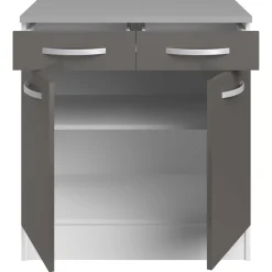 Unterschrank Eko 80cm 2 Türen und 2 Schubladen - grau
