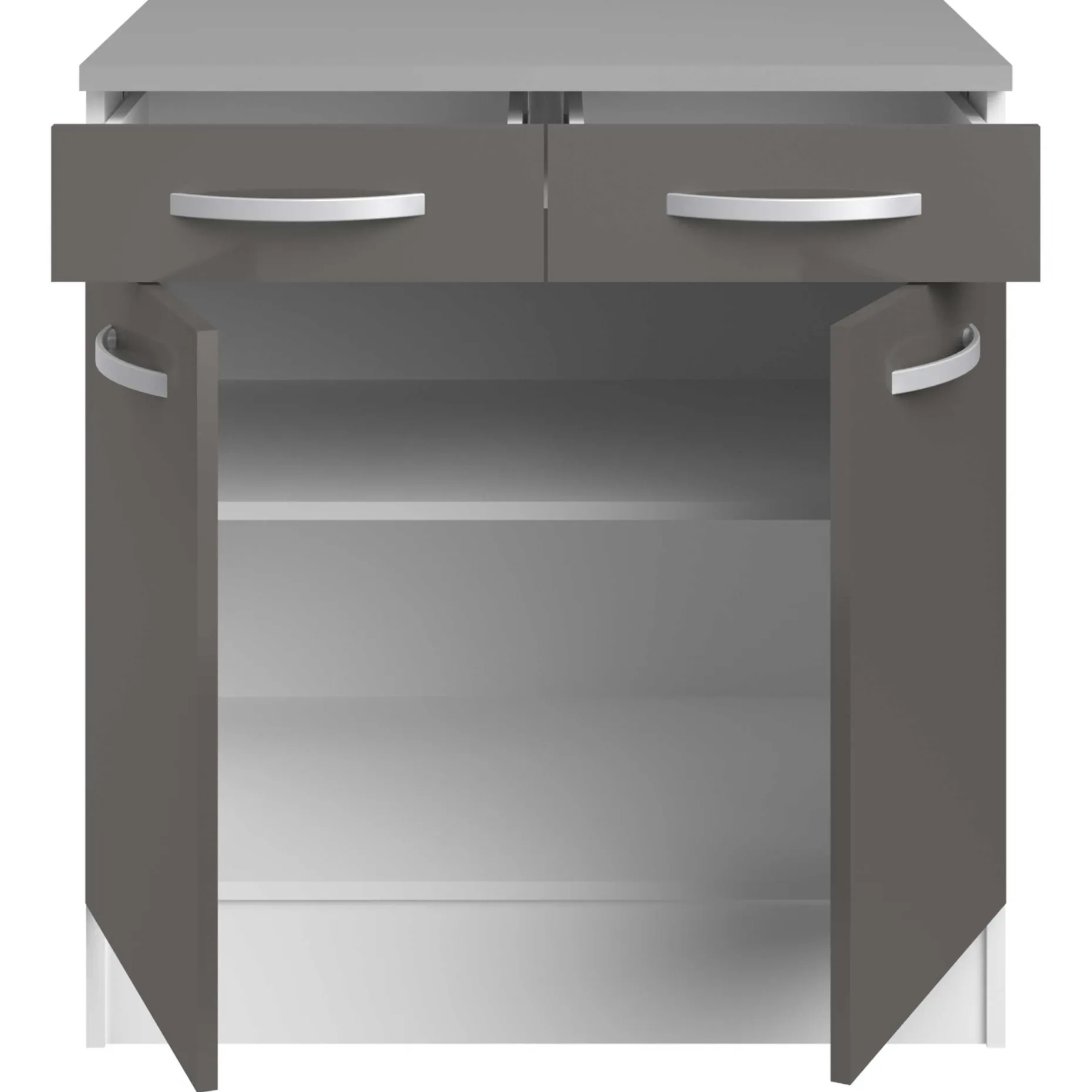 Unterschrank Eko 80cm 2 Türen und 2 Schubladen - grau