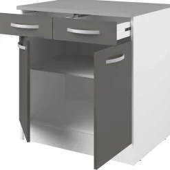 Unterschrank Eko 80cm 2 Türen und 2 Schubladen - grau