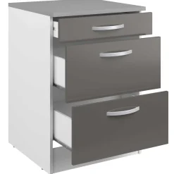Unterschrank Eko 60x60 mit 3 Schubladen - grau