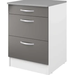 Unterschrank Eko 60x60 mit 3 Schubladen - grau