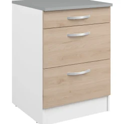 Unterschrank Eko 60x60 mit 3 Schubladen - Eiche