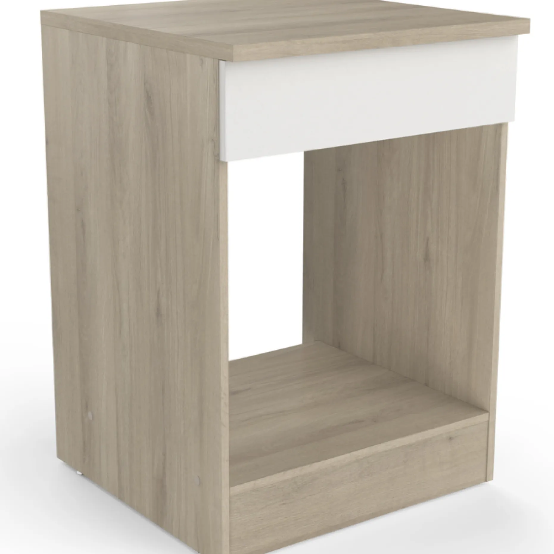 Unterschrank für Herd Romanie 60 cm-Kronberg Eiche/Mattweiß