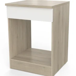 Unterschrank für Herd Romanie 60 cm-Kronberg Eiche/Mattweiß