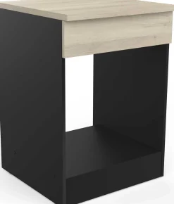 Unterschrank für Herd Romanie 60 cm-Kronberg Eiche/Mattschwarz