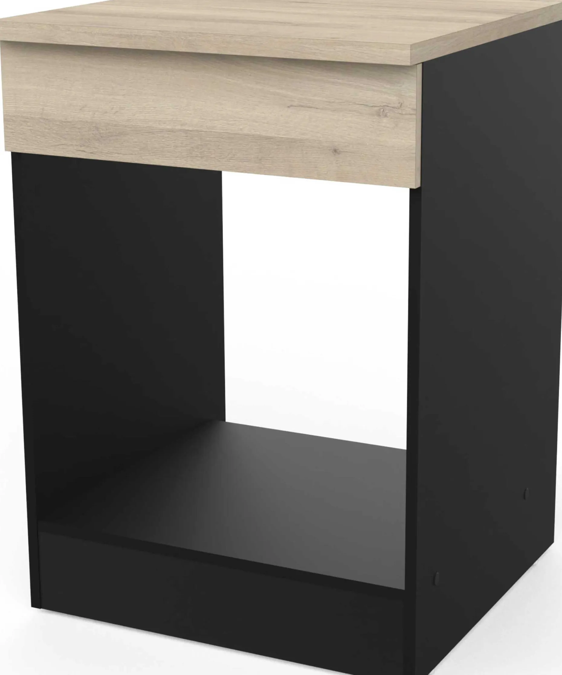 Unterschrank für Herd Romanie 60 cm-Kronberg Eiche/Mattschwarz