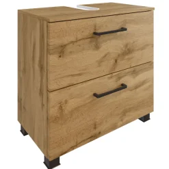 Unterschrank für Waschbecken Malvo 60cm 1 Flügeltür und 1 Schublade - Eiche/schwarz