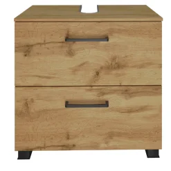 Unterschrank für Waschbecken Malvo 60cm 1 Flügeltür und 1 Schublade - Eiche/schwarz