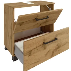 Unterschrank für Waschbecken Malvo 60cm 1 Flügeltür und 1 Schublade - Eiche/schwarz