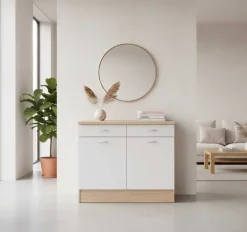 Unterschrank Küche Andy | 100 x 60 x 90 cm | Oak White Design