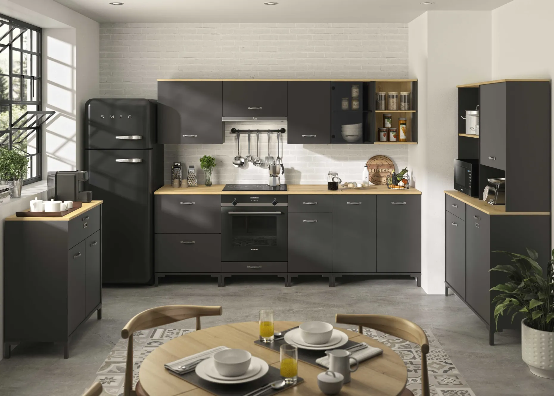Unterschrank Küche Manchester | 40 x 60 x 86 cm | Helvezia Oak Design