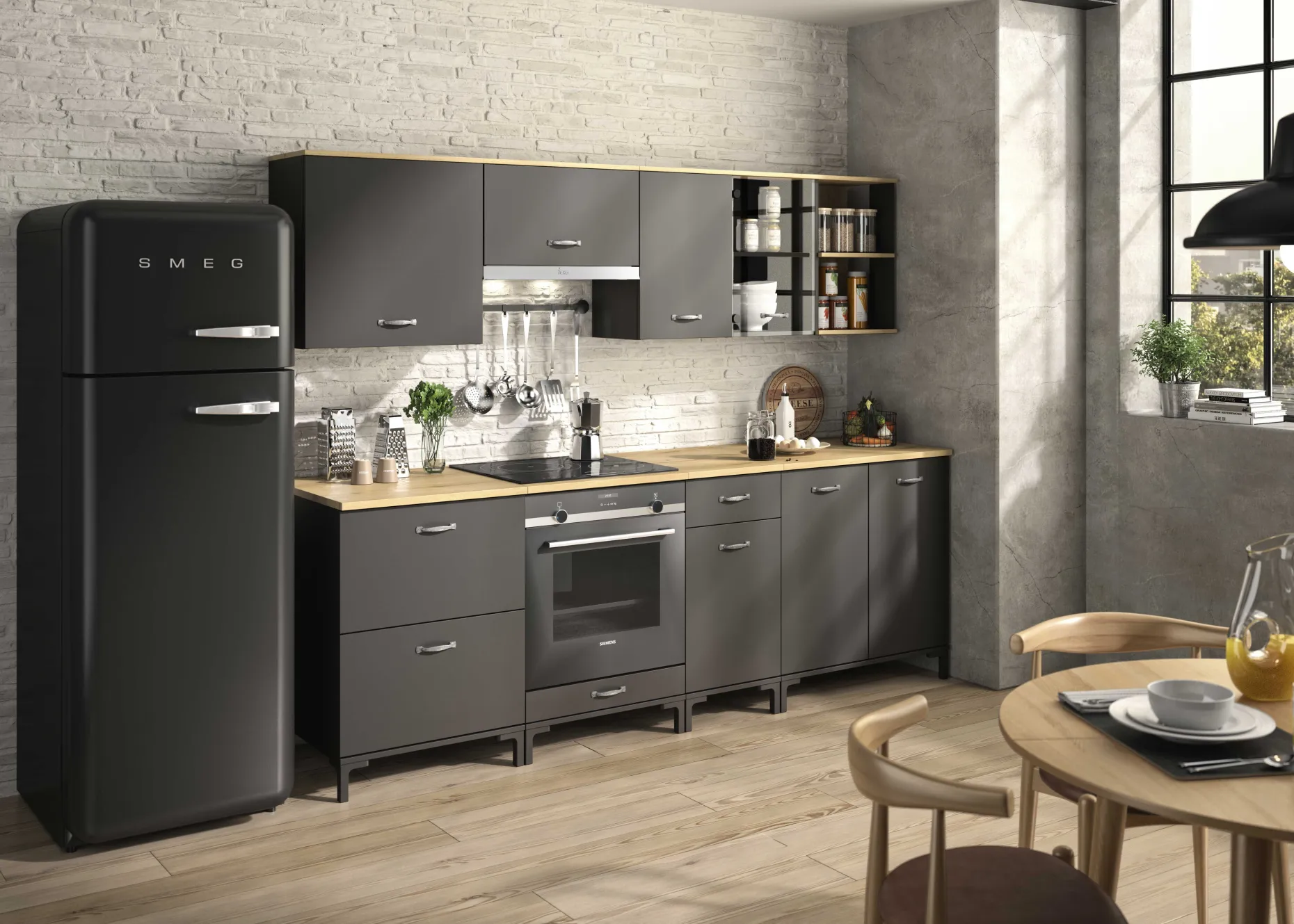 Unterschrank Küche Manchester | 40 x 60 x 86 cm | Helvezia Oak Design