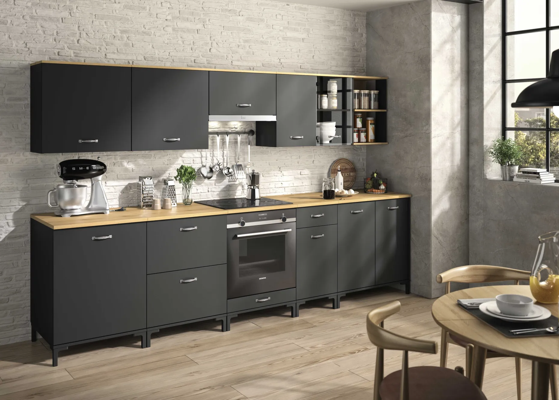 Unterschrank Küche Manchester | 40 x 60 x 86 cm | Helvezia Oak Design