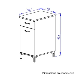 Unterschrank Küche Manchester | 40 x 60 x 86 cm | Helvezia Oak Design