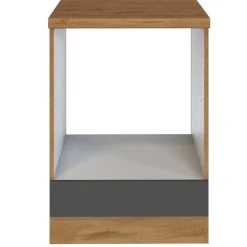 Unterschrank Sorrella 60cm für Backofen und Kochfeld - anthrazit/eiche