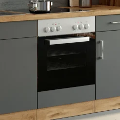 Unterschrank Sorrella 60cm für Backofen und Kochfeld - anthrazit/eiche