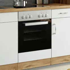 Unterschrank Sorrella 60cm für Backofen und Kochfeld - weiß/Eiche