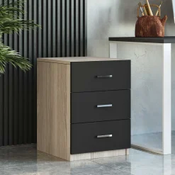 Vario C Schublade | 100 % MELAMIN | Eiche, Schwarz